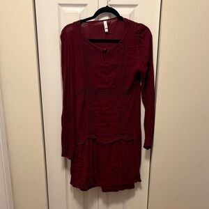 Xhilaration Deep Red Long Sleeve Dress